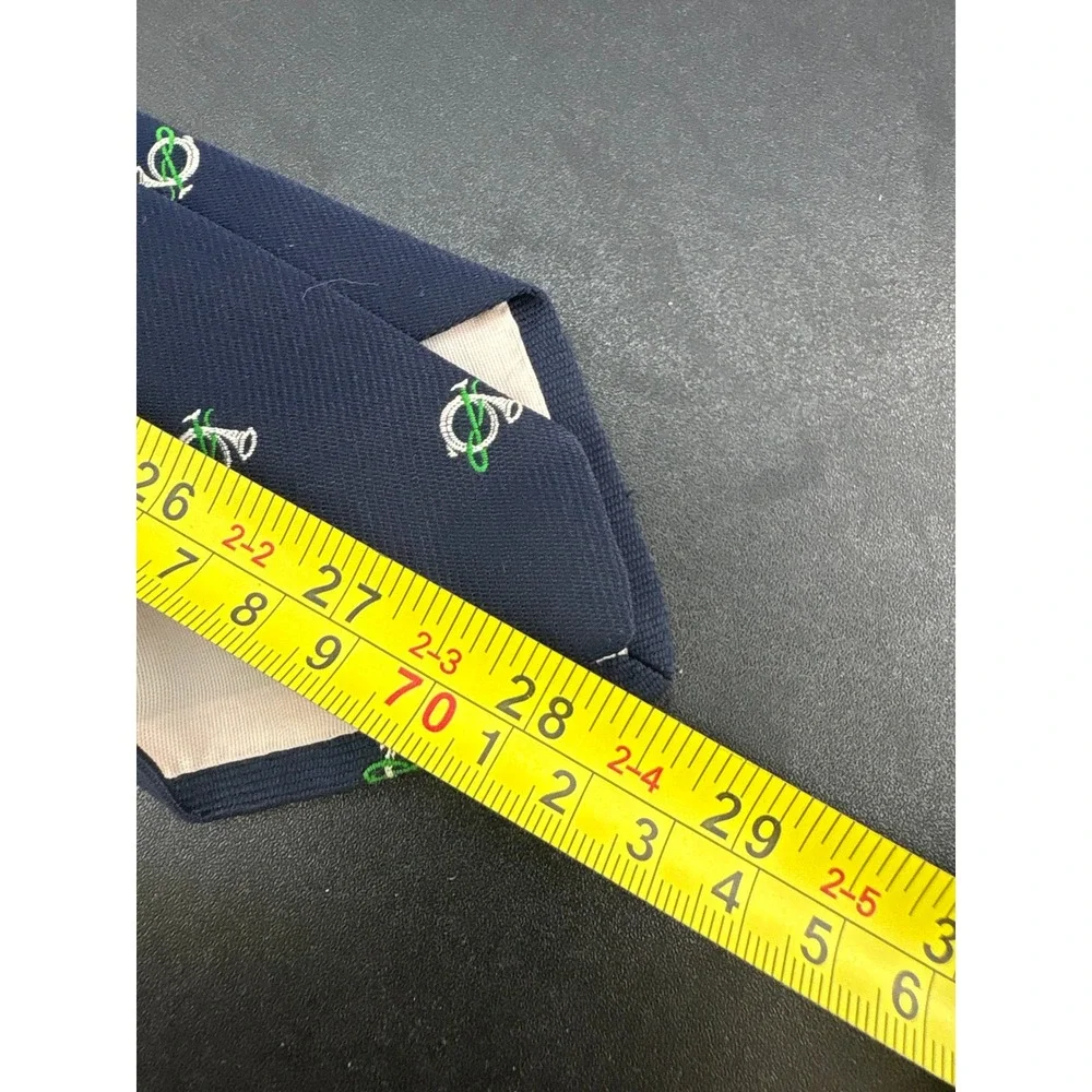 Creighton Mens Navy Blue French Horn Musical Instrument Silk Blend Necktie Tie